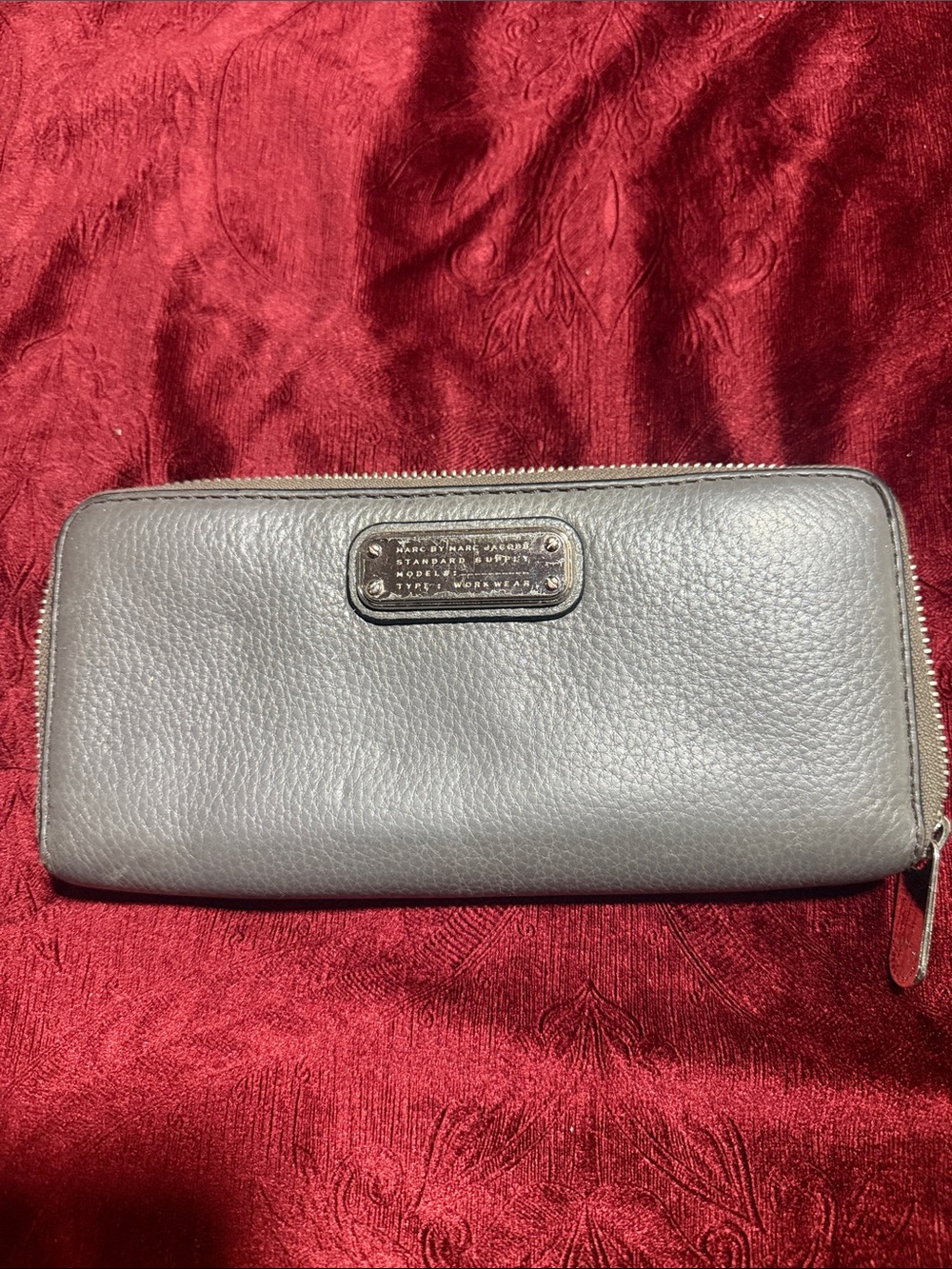 Marc by Marc Jacobs Gray Pebbled Leather Zip Wallet